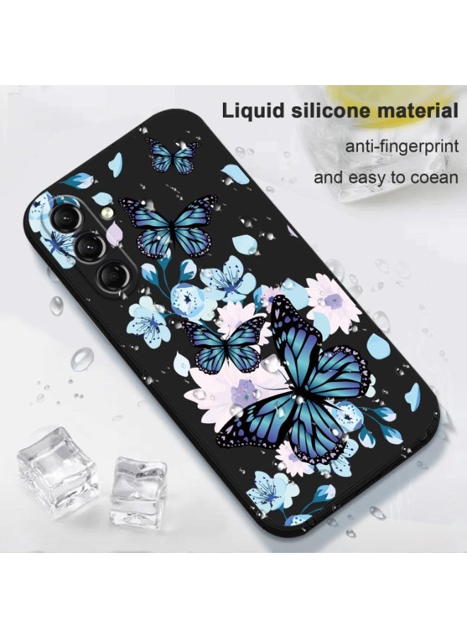 Fekra for Samsung Galaxy A15 5G Case Creative Design Flower Pattern Slim Soft Silicone Protective for Galaxy A15 5G Cover - Aurora Butterfly Black - Image 2
